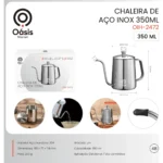 Bule Inox 304 Bico Ganso Chaleira Fogo Café Chá 350ml
