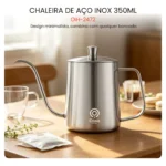 Bule Inox 304 Bico Ganso Chaleira Fogo Café Chá 350ml