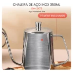 Bule Inox 304 Bico Ganso Chaleira Fogo Café Chá 350ml
