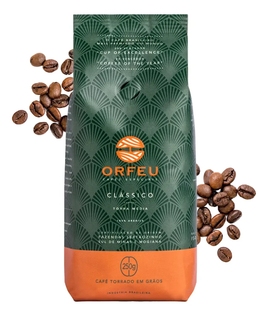 Café em Grãos Orfeu Clássico 250g Torra Média 100% Arábica