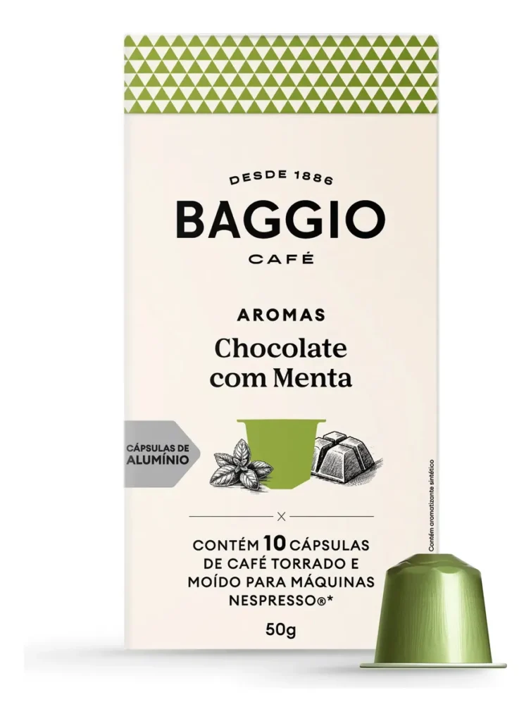 Cápsulas De Café Baggio Chocolate Com Menta Compatível Nespresso 10 Unidades