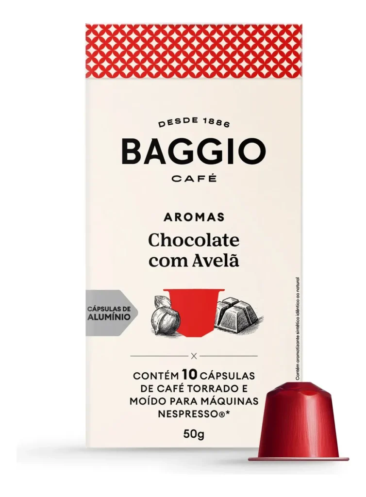 Cápsulas De Café Baggio Chocolate Com Avelã Compatível Nespresso 10 Unidades