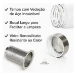 Garrafa De Vidro Infusor Inox Capa Térmica 550ml Chá Detox