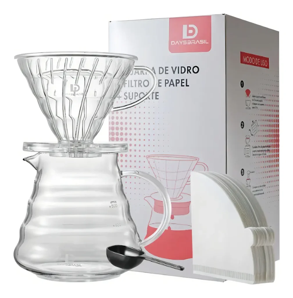 Kit Cafeteira 500ml C/ Jarra, Suporte e 40 Filtros V60 02 Daysbrasil